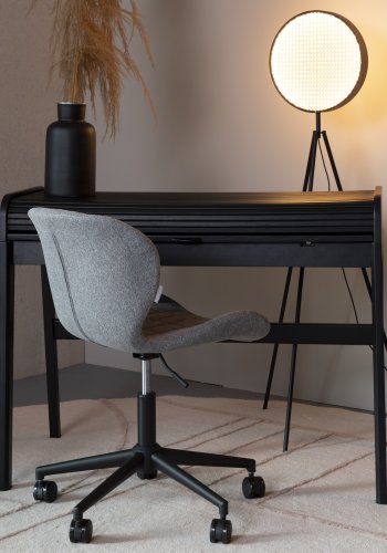 ZUIVER Barbier skrivebord, m. 1 bordlge og 2 rum - sort egetrsfinér og gummitr (110x61)