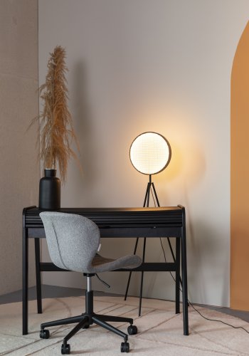 ZUIVER Barbier skrivebord, m. 1 bordlge og 2 rum - sort egetrsfinér og gummitr (110x61)