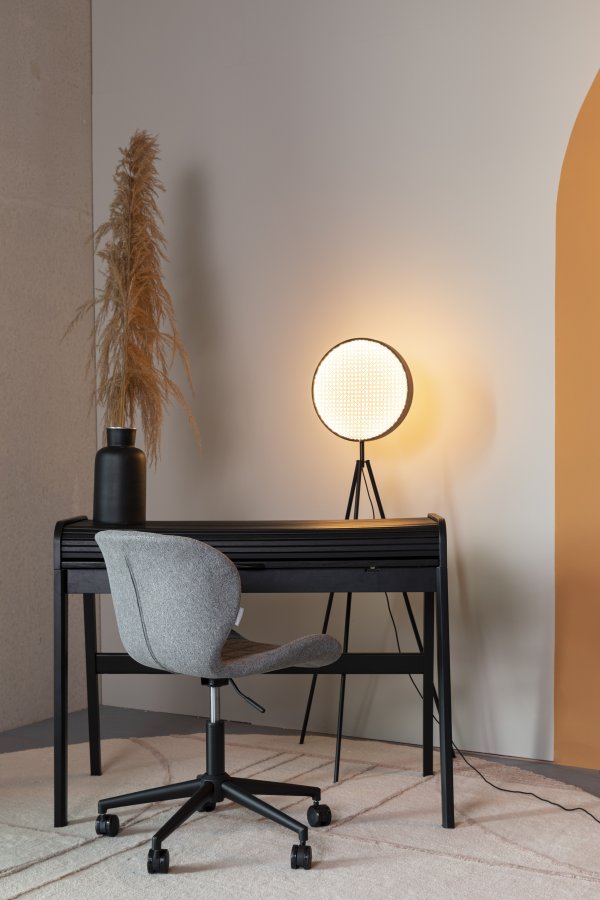 ZUIVER Barbier skrivebord, m. 1 bordlge og 2 rum - sort egetrsfinér og gummitr (110x61)