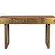 DUTCHBONE Volan konsolbord, m. 2 skuffer - brun mangotr og messing jern (140x50)