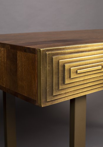 DUTCHBONE Volan konsolbord, m. 2 skuffer - brun mangotr og messing jern (140x50)