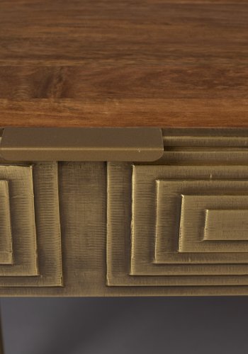 DUTCHBONE Volan konsolbord, m. 2 skuffer - brun mangotr og messing jern (140x50)