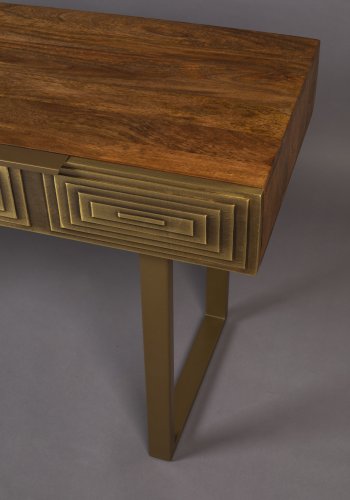 DUTCHBONE Volan konsolbord, m. 2 skuffer - brun mangotr og messing jern (140x50)