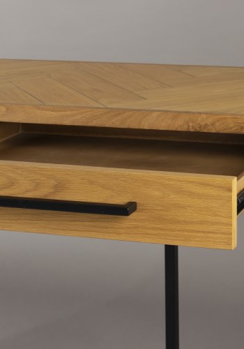 DUTCHBONE Klasse konsolbord, m. 2 skuffer - natur egetr og sort stl (120x45)