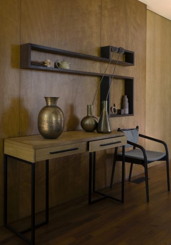 DUTCHBONE Klasse konsolbord, m. 2 skuffer - natur egetr og sort stl (120x45)