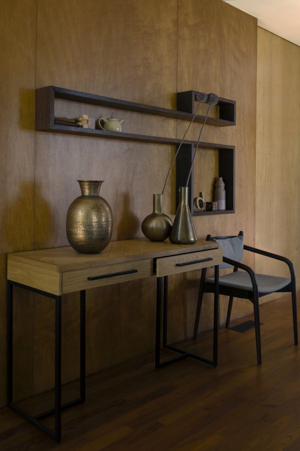 DUTCHBONE Klasse konsolbord, m. 2 skuffer - natur egetr og sort stl (120x45)