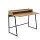 WHITE LABEL LIVING Giorgio skrivebord, m. 1 hylde - natur egefinér og sort metal (120x60)