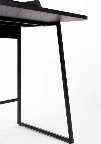 WHITE LABEL LIVING Giorgio skrivebord, m. 1 hylde - sort egefinér og sort metal (120x60)