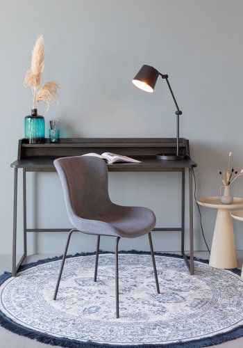 WHITE LABEL LIVING Giorgio skrivebord, m. 1 hylde - sort egefinér og sort metal (120x60)