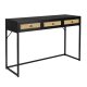 WHITE LABEL LIVING Guuji konsolbord, m. 3 skuffer - rattan og sort MDF/metal (120x40)
