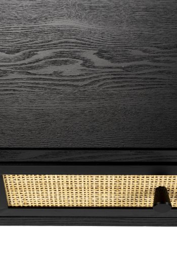 WHITE LABEL LIVING Guuji konsolbord, m. 3 skuffer - rattan og sort MDF/metal (120x40)