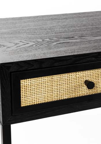 WHITE LABEL LIVING Guuji konsolbord, m. 3 skuffer - rattan og sort MDF/metal (120x40)