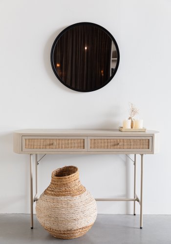 WHITE LABEL LIVING Amaya konsolbord, m. 2 skuffer - beige MDF/metal (120x40)