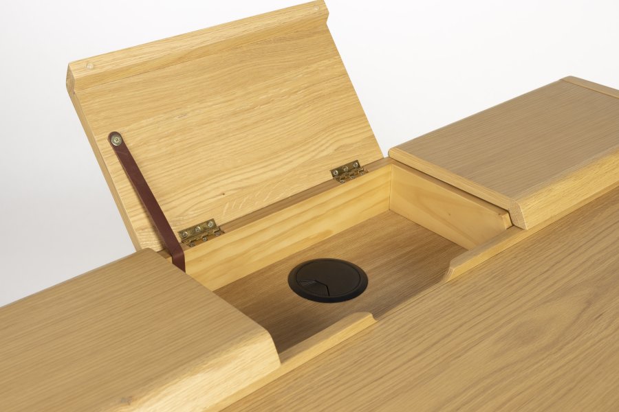 ZUIVER Kaat skrivebord, m. 2 skuffer - natur egefinér og asketr (120x70)