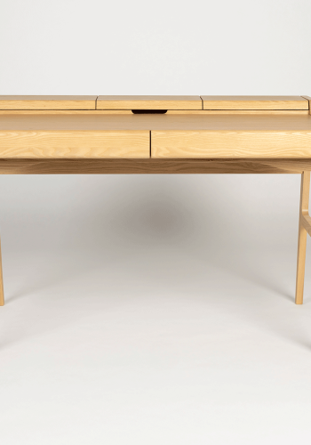 ZUIVER Kaat skrivebord, m. 2 skuffer - natur egefinér og asketr (120x70)
