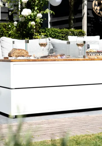 COSI FIRES Cosipure 120 ildbord, rektangulr - natur teaktr og sort aluminium (120x80)