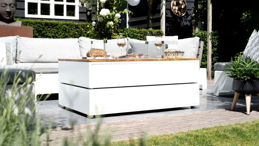 COSI FIRES Cosipure 120 ildbord, rektangulr - natur teaktr og sort aluminium (120x80)