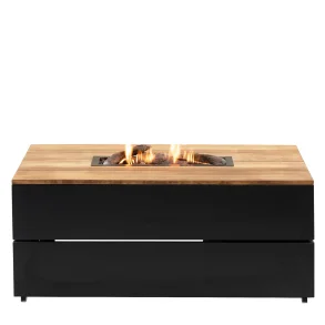 COSI FIRES Cosipure 120 ildbord, rektangulr - natur teaktr og sort aluminium (120x80)