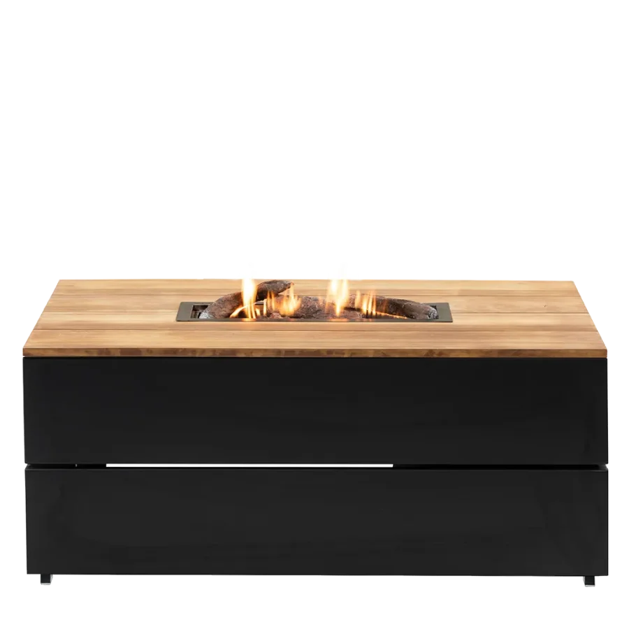 COSI FIRES Cosipure 120 ildbord, rektangulr - natur teaktr og sort aluminium (120x80)
