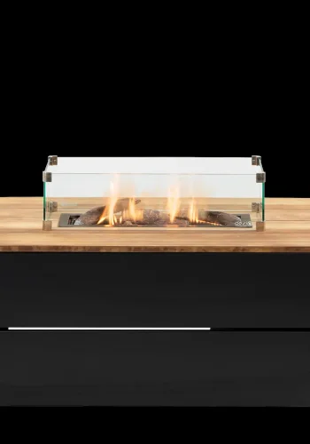 COSI FIRES Cosipure 120 ildbord, rektangulr - natur teaktr og sort aluminium (120x80)