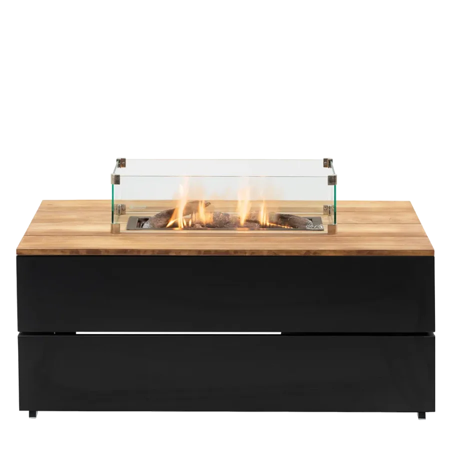COSI FIRES Cosipure 120 ildbord, rektangulr - natur teaktr og sort aluminium (120x80)