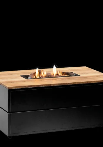COSI FIRES Cosipure 120 ildbord, rektangulr - natur teaktr og sort aluminium (120x80)