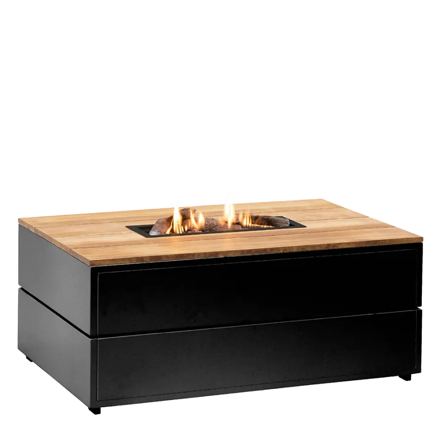 COSI FIRES Cosipure 120 ildbord, rektangulr - natur teaktr og sort aluminium (120x80)