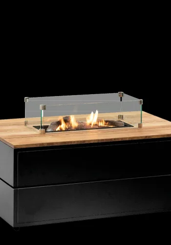 COSI FIRES Cosipure 120 ildbord, rektangulr - natur teaktr og sort aluminium (120x80)