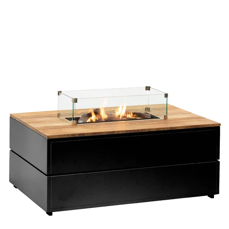 COSI FIRES Cosipure 120 ildbord, rektangulr - natur teaktr og sort aluminium (120x80)