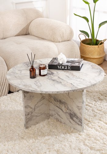 NORDVÄRK Harmoni sofabord, rund - Fressia marmor melamin (80)