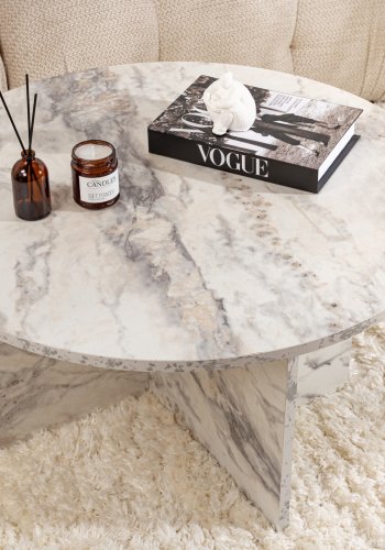 NORDVÄRK Harmoni sofabord, rund - Fressia marmor melamin (80)