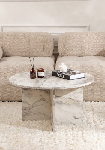 NORDVÄRK Harmoni sofabord, rund - Fressia marmor melamin (80)