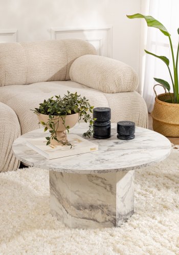 NORDVÄRK Nova sofabord, rund - Fressia marmor melamin (80)