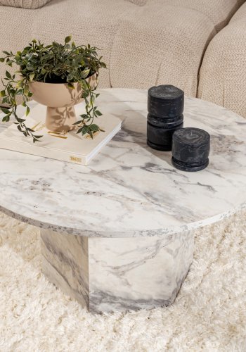 NORDVÄRK Nova sofabord, rund - Fressia marmor melamin (80)
