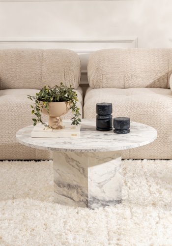NORDVÄRK Nova sofabord, rund - Fressia marmor melamin (80)