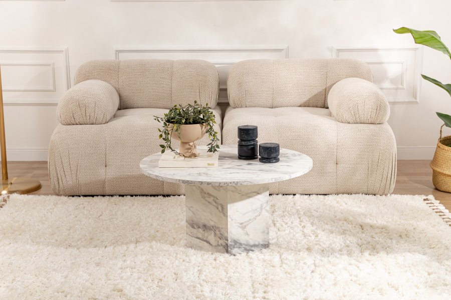 NORDVÄRK Nova sofabord, rund - Fressia marmor melamin (80)