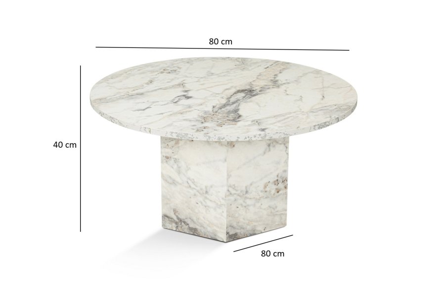 NORDVÄRK Nova sofabord, rund - Fressia marmor melamin (80)