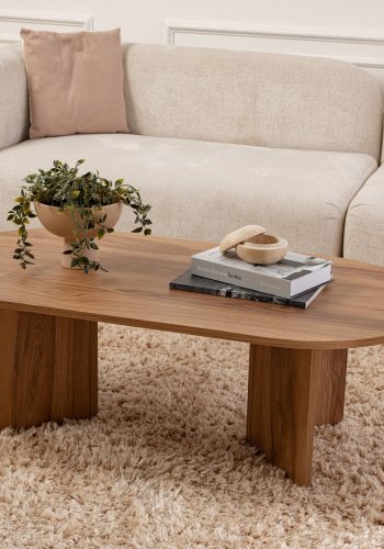 NORDVÄRK Lute sofabord, oval - natur melamin (120x40)