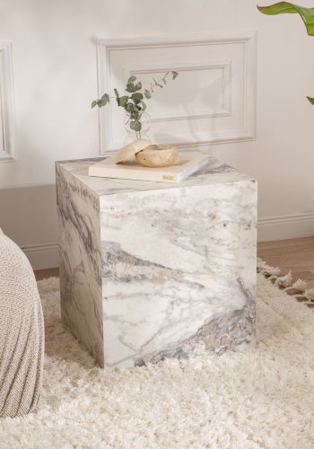 NORDVÄRK Fressia sidebord, kvadratisk - Fressia marmor melamin (45x45)