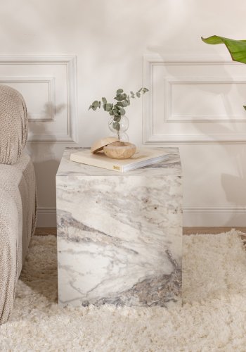 NORDVÄRK Fressia sidebord, kvadratisk - Fressia marmor melamin (45x45)