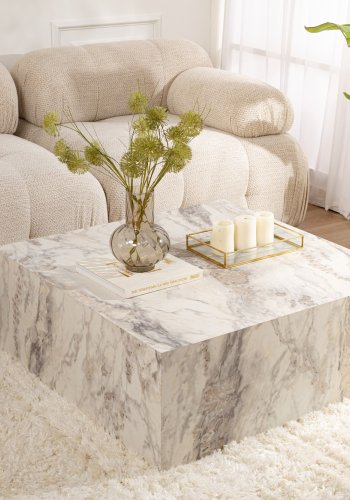 NORDVÄRK Prizma sofabord, kvadratisk - Fressia marmor melamin (90x90)
