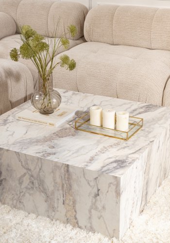NORDVÄRK Prizma sofabord, kvadratisk - Fressia marmor melamin (90x90)