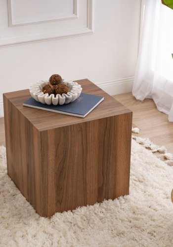 NORDVÄRK Walnut sidebord, kvadratisk - valnd melamin (45x45)