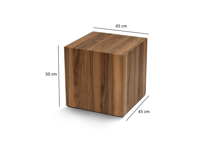 NORDVÄRK Walnut sidebord, kvadratisk - valnd melamin (45x45)