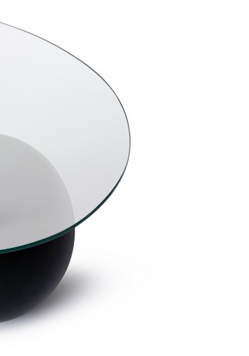 NORDVÄRK Sphere sofabord - glas og sort polyurethan (120x30)