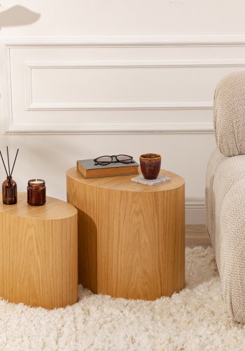 NORDVÄRK Elipse sidebord, oval - natur egefinér (st med 2)