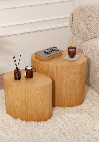 NORDVÄRK Elipse sidebord, oval - natur egefinér (st med 2)