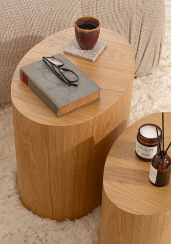 NORDVÄRK Elipse sidebord, oval - natur egefinér (st med 2)