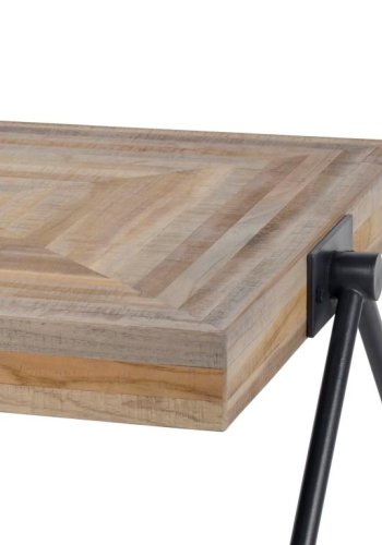 FURBO sofabord - natur/sort teaktr/metal, kvadratisk (70x70)