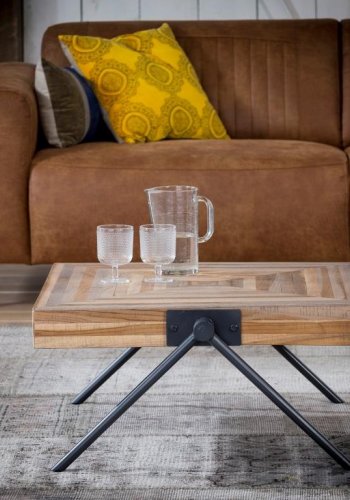 FURBO sofabord - natur/sort teaktr/metal, kvadratisk (70x70)